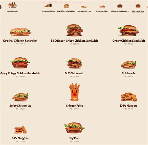 menu at burger king fast food wasaga beach