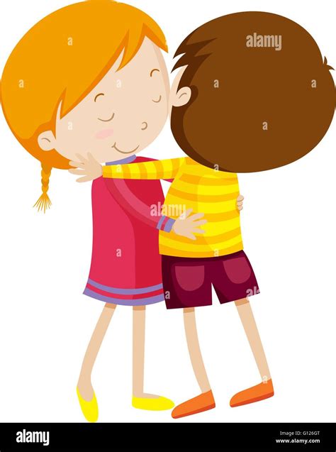 Young Girl Hugging Young Boy Stock Vector Images Alamy