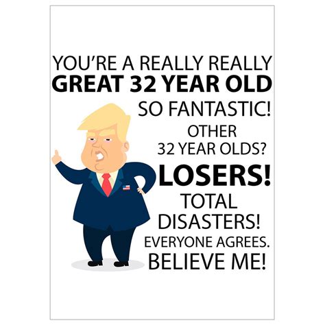 32nd Birthday Card Funny 32nd Birthday Card Trump 32 Year Etsy