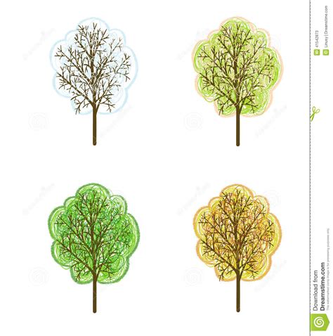 Four Seasonal Trees Stock Vector Illustration Of Seasonal