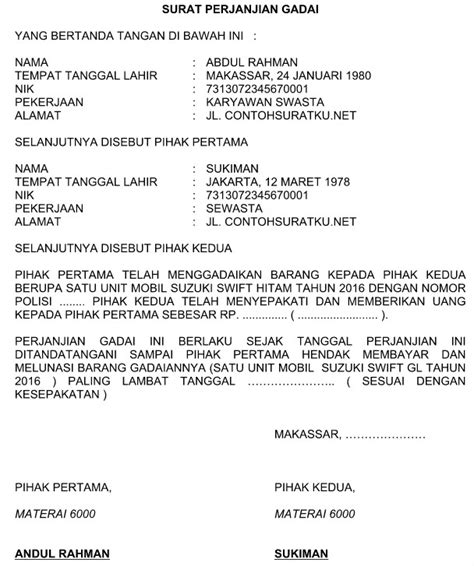 Yuk Simak Contoh Surat Perjanjian Gadai Hp Paling Baru Aturan Surat Resmi