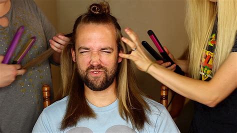 Styling My Husbands Long Hair Youtube