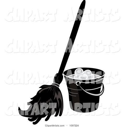 Painter woman inside paint bucket. Library of mop bucket black and white clip art freeuse ...