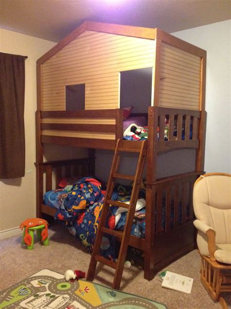 Our New Bunk Bed Fort Bunk Bed Wainscoting And A Little Lumber 9