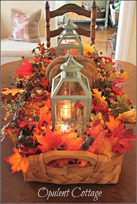 Opulent Cottage Fall Harvest Basket Centerpiece