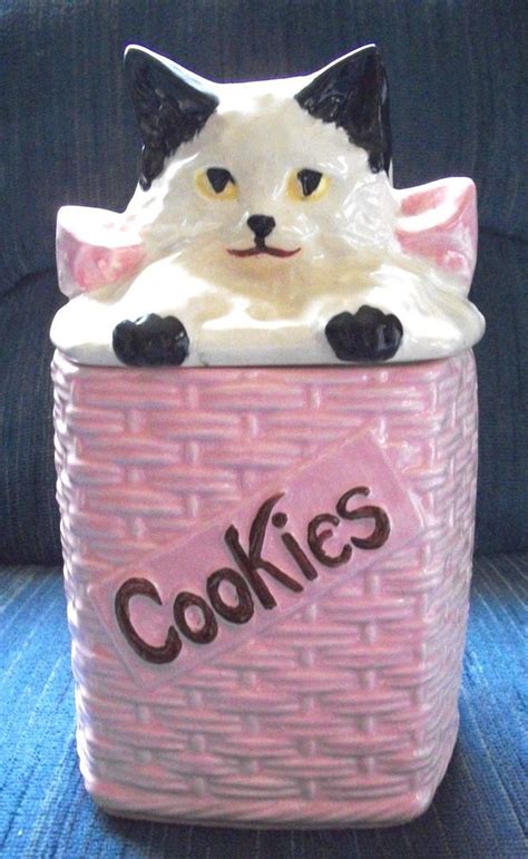 vtg cat kitten cookie jar mc coy pottery pink meow cat cookie jar cookie jars pink cookies