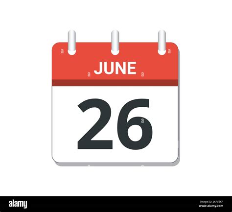 June 26th Calendar Icon Vector Concept Of Schedule Business And Tasks