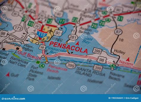 Pensacola En El Mapa De Florida Imagen De Archivo Imagen De Florida