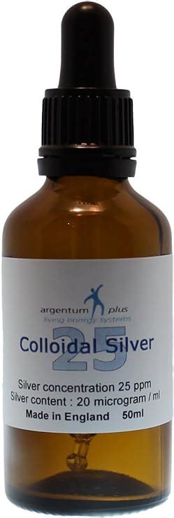 Argentum Plus Colloidal Silver 25 Ppm 50 Ml Glass Pipette With