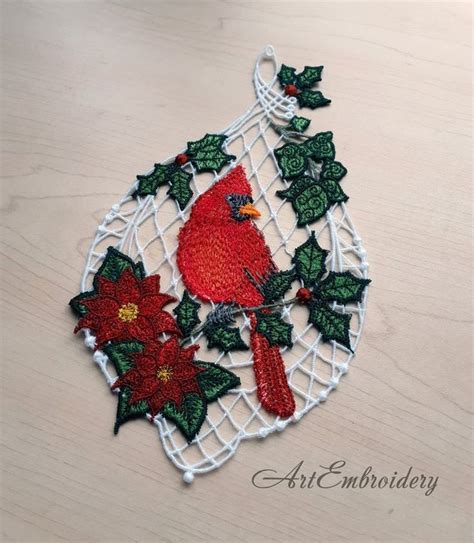 Fsl Cardinal Machine Embroidery Freestanding Lace Christmas Etsy