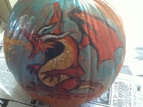 Dragon Pumpkin Painting Painted Pumpkins Art