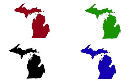 Michigan State Map Silhouette In The United States 3165081 Vector Art