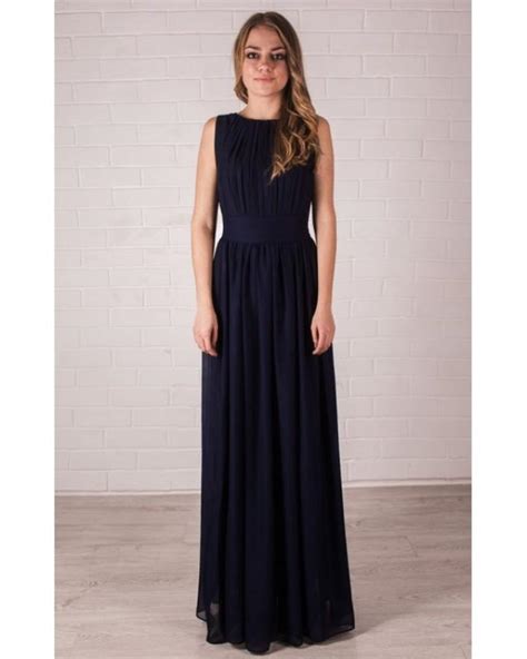 Bridesmaid Navy Blue Dresschiffon Maxi Dress Wedding Drapedevening