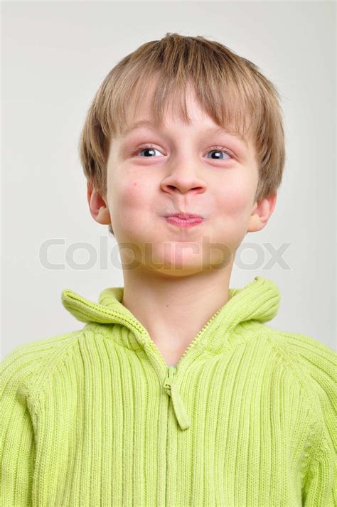 Elementary Boy Making Funny Faces Stock Image Colourbox