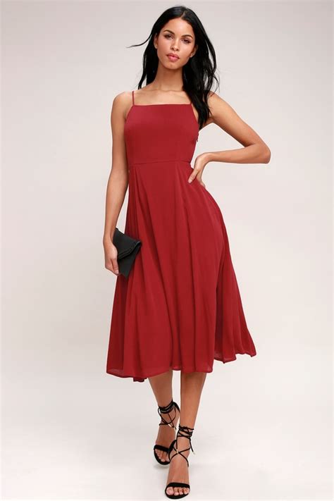 Wine Red Midi Dress Sleeveless Midi Dress Lulus