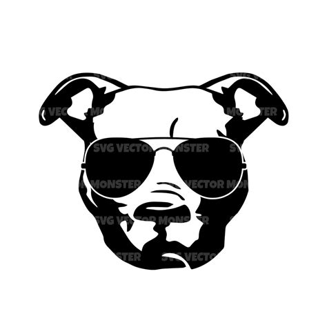 American Pitbull Svg Dog With Sunglasses Svg Vector Cut File Etsy