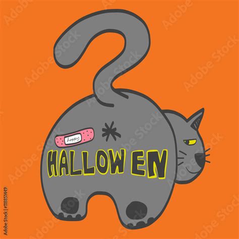 Cat Butt Happy Halloween Illustration Buy This Stock Vector And