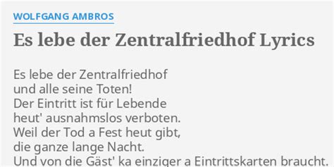 Es Lebe Der Zentralfriedhof Lyrics By Wolfgang Ambros Es Lebe Der