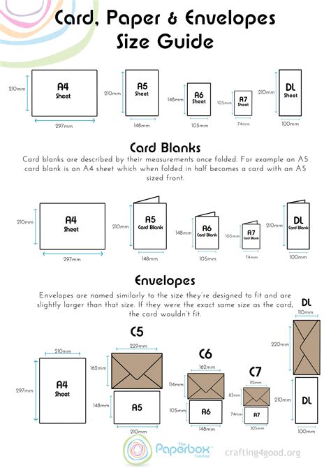 Free Paper Card And Envelope Sizes Guide