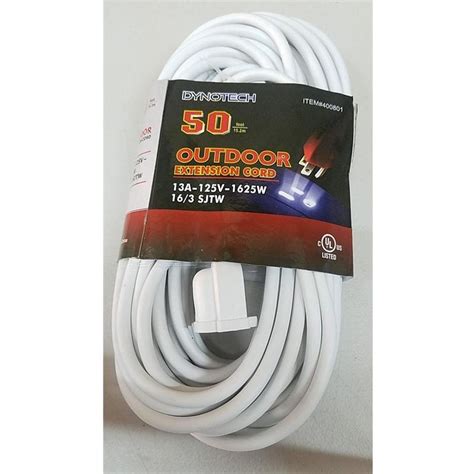 50 Feet White Single Outlet Indoor Outdoor Extension Cord — Bsa Trading Inc