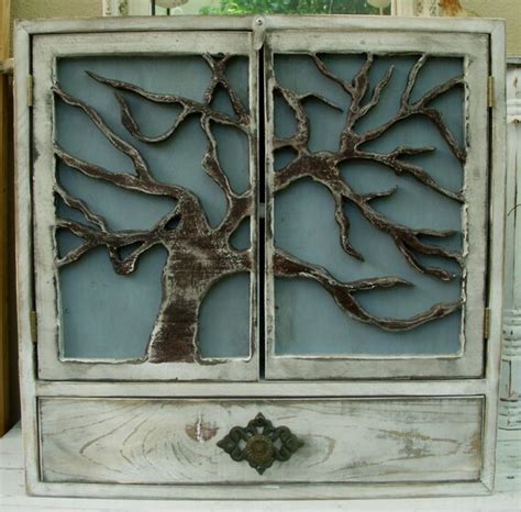 Wood Cabinet Shelf Tree Art Oak Door Artistic
