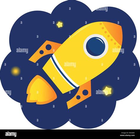 Cartoon Stylized Rocket In Space With Stars Stock Vector Image And Art Alamy
