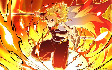 Tueur De Démons Kyojuro Rengoku Flamme Hashira Hd Fond Décran