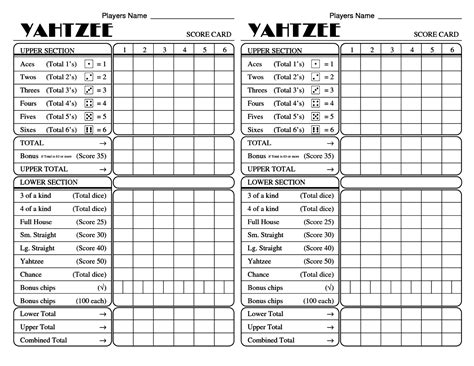 yahtzee score sheets business mentor