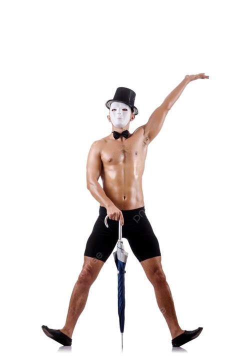 Naked Muscular Mime Isolated On White Background And Picture For Free