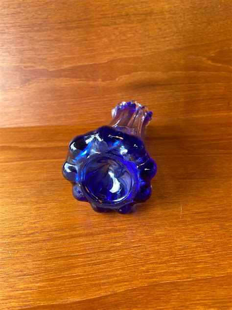 Vintage Cobalt Blue Glass Finger Vase Etsy Uk