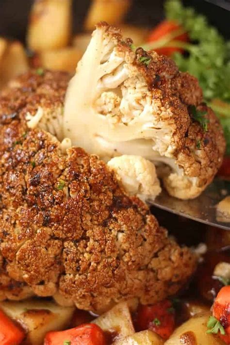 Whole Roasted Cauliflower With Gravy Karissa S Vegan Kitchen Recipe