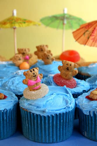 For sand, sprinkle top and around base of cake with the vanilla wafer. Bikini Beach Bear Cupcakes | Bakerella | Flickr