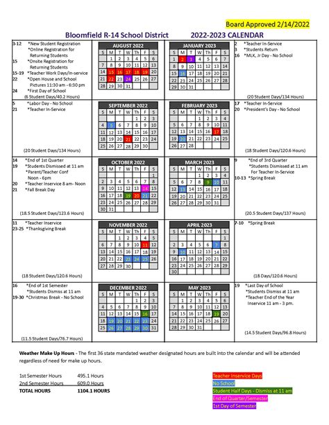 Bloomfield School District Calendar 2023 And 2024
