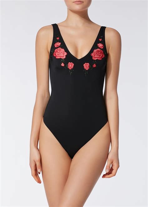 michelle swimsuit with embroidered roses calzedonia swimsuits calzedonia one piece swimsuit