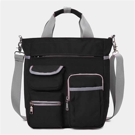 Women Large Capacity Multi Pocket Handbag Shoulder Bag Color1 Black