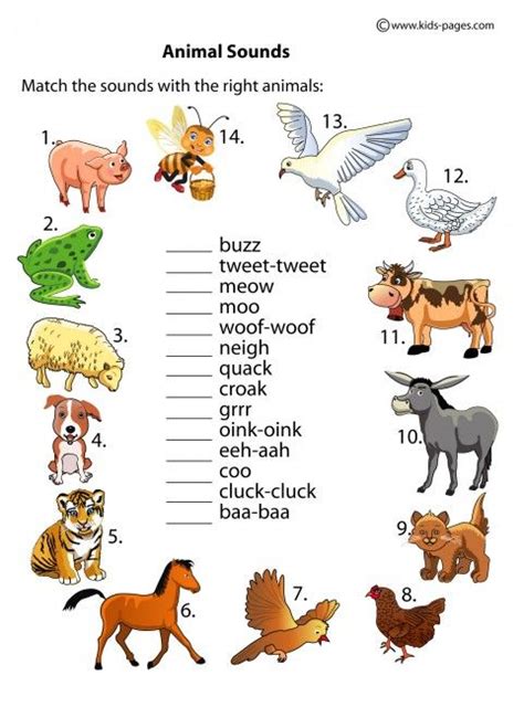 Animals Sounds Animal Sounds Worksheets For Kids Animal Sounds Activity