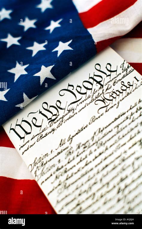 American Flag And Constitution Stock Photo Alamy