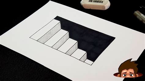 Easy Drawing How To Draw 3d Stairs With Hole 3d Art For Kids 3d