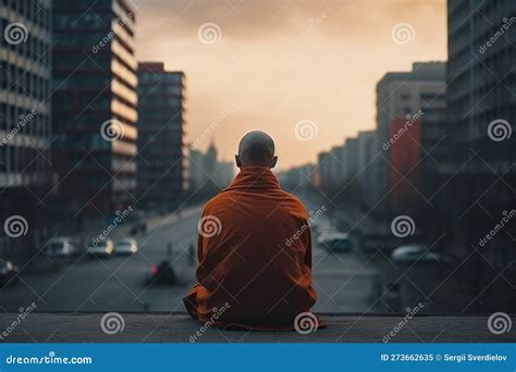 Buddhist Monk Who is Meditating in a Big City, Likely To Be Amidst the