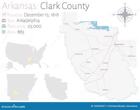 Map Of Clark County In Arkansas Stock Vector Illustration Of Blue