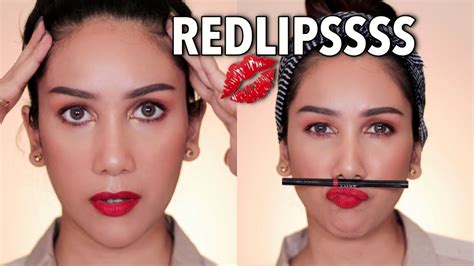 Simple Red Lips Make Up Tutorial Suhaysalim Youtube