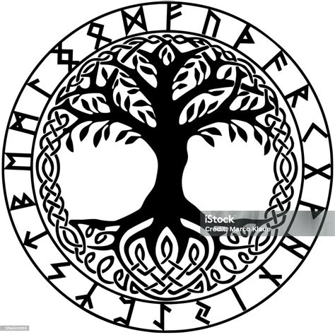 Yggdrasil With Futhark In The Rune Circle Stock Illustration Download