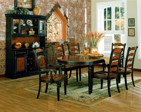 Distressed kitchen & dining room tables : Two-Tone Brown & Black Distressed Finish Buffet w/Wine Cabinet