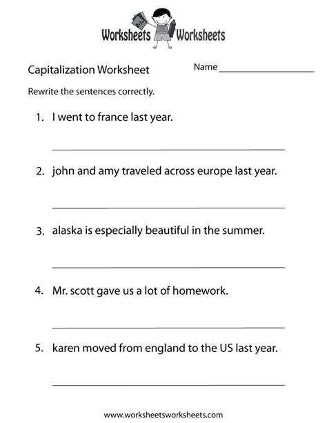 First Grade Capitalization Worksheets For Grade 1 Thekidsworksheet