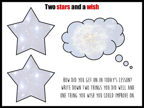 Two Stars And A Wish Student Reflection Sheet Student Reflection