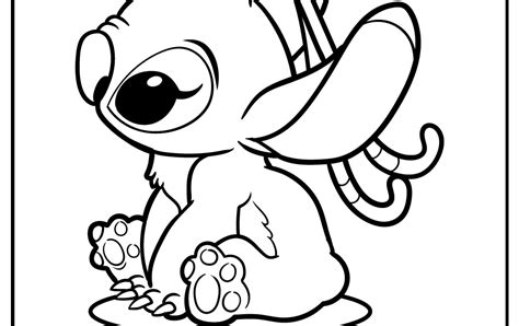 Stitch And Angel Drawing Black And White ~ Coloring Stitch Angel Pages