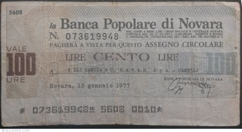 I mutui per l'acquisto della seconda casa e le offerte speciali. 100 Lire 1977 (13. I.) - Novara, Banca Popolare di Novara ...