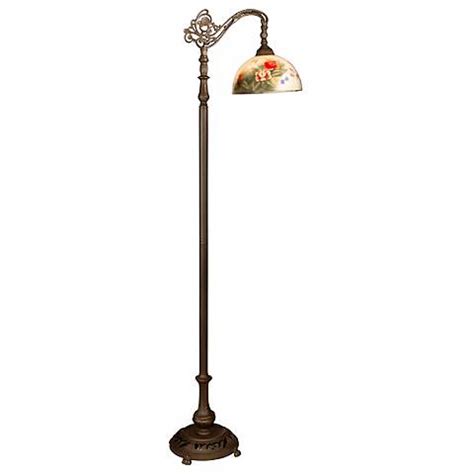 61 high x 11 wide base x 10 arm reach x shade is 12 wide, 6 high. Dale Tiffany Rose Dome Downbridge Floor Lamp - #R9860 | Lamps Plus