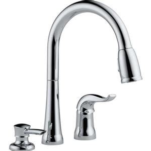 Delta is one of the leading manufacturers of faucets. Delta Pull-Down Kitchen Faucet with Soap Dispenser | Lowe ...