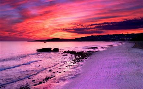 Purple Sunset Natural Landscape Wallpaper View